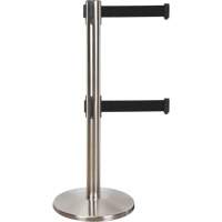 Dual Belt Crowd Control Barrier, Steel, 35" H, Black Tape, 7' Tape Length PB Rental Co. Ltd.