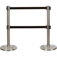 Dual Belt Crowd Control Barrier, Steel, 35" H, Black Tape, 7' Tape Length PB Rental Co. Ltd.