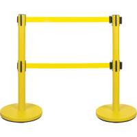 Dual Belt Crowd Control Barrier, Steel, 35" H, Yellow Tape, 7' Tape Length PB Rental Co. Ltd.