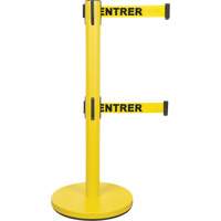Dual Belt Crowd Control Barrier, Steel, 35" H, Yellow Tape, 7' Tape Length PB Rental Co. Ltd.