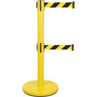 Dual Belt Crowd Control Barrier, Steel, 35" H, Black/Yellow Tape, 7' Tape Length PB Rental Co. Ltd.
