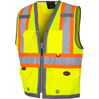 6673 Veste d'arpenteur au dos en maille avec fermeture &agrave; glissi&egrave;re, Jaune lime haute visibilit&eacute;, Petit, Polyester PB Rental Co. Ltd.