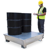 Ultra-Spill Pallet en acier, 4 barils, Capacit&eacute; de d&eacute;versement 68 gal. US, 49,1" x 47,1" x 10,9" PB Rental Co. Ltd.