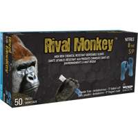 Gants jetables r&eacute;sistants aux produits chimiques &agrave; haut risque Rival Monkey, Moyen, Nitrile, 8 mils, Sans poudre, Bleu PB Rental Co. Ltd.