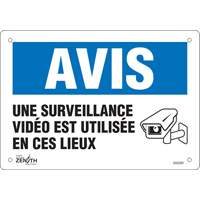 "Surveillance vid&eacute;o" Sign, 7" x 10", Plastic, French with Pictogram PB Rental Co. Ltd.
