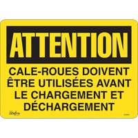 Enseigne  Cale-roues doivent &ecirc;tre utilis&eacute;es , 14" x 10", Vinyle, Français PB Rental Co. Ltd.