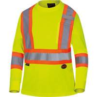 6969 Women's Bird's-Eye Long-Sleeved Safety Shirt, Polyester, X-Small, High Visibility Lime-Yellow PB Rental Co. Ltd.