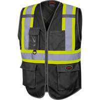 6959BK Veste de s&eacute;curit&eacute; haute visibilit&eacute; en tricot chaîne avec fermeture &agrave; glissi&egrave;re, Noir, T-petit, Polyester PB Rental Co. Ltd.