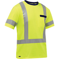 Chemise &agrave; manches courtes et X au dos Bisley, Poly-coton, Petit, Jaune lime haute visibilit&eacute; PB Rental Co. Ltd.
