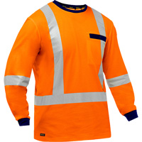 Chemise &agrave; manches longues et X au dos Bisley, Poly-coton, Petit, Orange haute visibilit&eacute; PB Rental Co. Ltd.