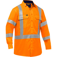 Chemise de travail &agrave; manches longues et X au dos Bisley avec X-Airflow, Poly-coton, Petit, Orange haute visibilit&eacute; PB Rental Co. Ltd.