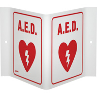 "A.E.D." V-Style Sign, 6" x 9", Acrylic, English with Pictogram PB Rental Co. Ltd.