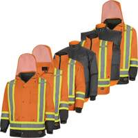 5056 Pioneer&reg; Yukon 7-in-1 Waterproof Winter Safety Parka, Polyester, Black/High Visibility Orange, X-Small PB Rental Co. Ltd.