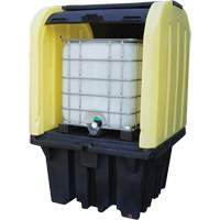 Palette anti-d&eacute;versement jaune &agrave; couvercle rigide roulant, 65" lo x 65" la x 101" h, Capacit&eacute; de charge 5000 lb PB Rental Co. Ltd.