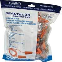 SEALTEC33 Orange Tapered PU Foam Disposable Earplugs, Bulk - Polybag, Corded PB Rental Co. Ltd.