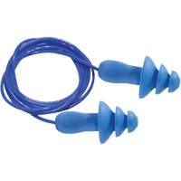 Bouchons d'oreilles r&eacute;utilisables bleus 100 % d&eacute;tectables par m&eacute;tal SEALTEC TipGrip, Avec cordon, Taille unique, Vrac - Boîte, NRR dB 26 dB PB Rental Co. Ltd.