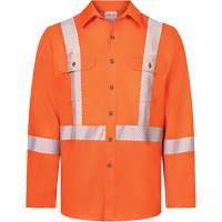 Avenger 7 oz Deluxe Segmented Striped High-Visibility Work Shirt, Style 652, Men's, Small, Orange PB Rental Co. Ltd.