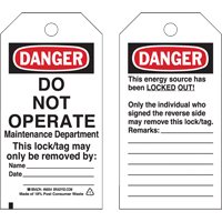 &eacute;tiquettes de verrouillage, Plastique, 3" la x 5-3/4" h, Anglais PB Rental Co. Ltd.