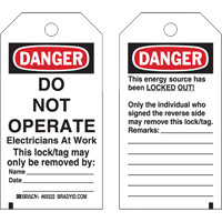 &eacute;tiquettes de verrouillage, Plastique, 3" la x 5-1/2" h, Anglais PB Rental Co. Ltd.