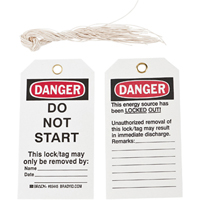 &eacute;tiquettes de verrouillage, Plastique, 3" la x 5-3/4" h, Anglais PB Rental Co. Ltd.