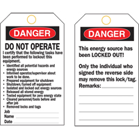 &eacute;tiquettes de verrouillage, Plastique, 3" la x 5-3/4" h, Anglais PB Rental Co. Ltd.