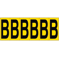 Rep&egrave;res adh&eacute;sifs &agrave; lettres individuelles, B, 2-15/16" h, Noir sur jaune PB Rental Co. Ltd.