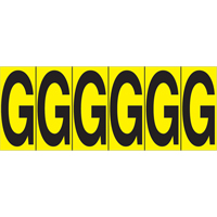 Rep&egrave;res adh&eacute;sifs &agrave; lettres individuelles, G, 2-15/16" h, Noir sur jaune PB Rental Co. Ltd.