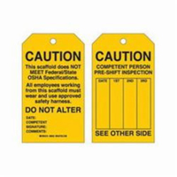&eacute;tiquettes de s&eacute;curit&eacute; pour les &eacute;chafaudages, Polyester, 4" la x 7" h, Anglais PB Rental Co. Ltd.