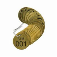 &eacute;tiquettes num&eacute;rot&eacute;es pour vannes STM, # 001-025, Laiton, 1,5" dia. PB Rental Co. Ltd.
