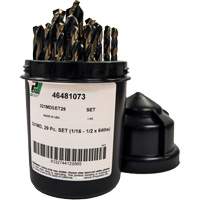 Foret pour m&eacute;canicien s&eacute;rie courte 135° - 1/16" &agrave; 1/2" par 1/64", 29 morceaux, Acier rapide PB Rental Co. Ltd.