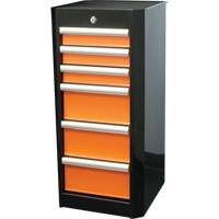 Side Rider Tool Drawer, 6 Drawers, 16" W x 18" D x 34" H, Black/Orange PB Rental Co. Ltd.