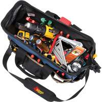 Sac &agrave; outils fourre-tout Big-Mouth &agrave; base moul&eacute;e, Polyester balistique, 23 pochettes, Noir/Bleu PB Rental Co. Ltd.