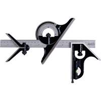 Combination Square Set with E/M Rule, 4 pcs., 1/64"/0.5 mm Graduations, Steel, Plain PB Rental Co. Ltd.