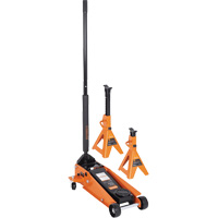 Service Jack with 4-Ton Vehicle Stands, 3.5 Ton(s) Capacity, 5-1/8" Lowered, 21" Raised, Manual Hydraulic PB Rental Co. Ltd.