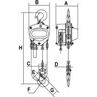 KCH Series Chain Hoists, 20' Lift, 2200 lbs. (1 tons) Capacity, Alloy Steel Chain PB Rental Co. Ltd.