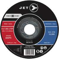 Meules &agrave; tronçonner Power Xtreme pour des meuleuses &agrave; angle — pour acier/acier inoxydable, 6" x 1/16", Arbre de 7/8", Type 27, 10 200 Tr/min PB Rental Co. Ltd.