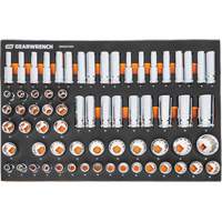 Jeu d'outils m&eacute;triques pour m&eacute;canicien MEGAMOD dans des plateaux en mousse modulaire avec armoire roulante &agrave; outils, 358 morcea PB Rental Co. Ltd.