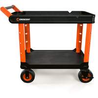 RAILWORKS 2-Shelf Industrial Utility Cart with 8" Casters, 47" L x 24-1/2" W x 37-4/5" H, Black/Orange PB Rental Co. Ltd.