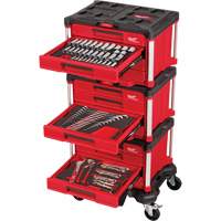 Ensemble maître de 366 outils &agrave; main pour m&eacute;caniciens avec tiroirs PACKOUT et diable, 16-3/10" x 22-1/5" x 48-5/8", Noir/Rouge PB Rental Co. Ltd.