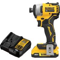 Ensemble tournevis &agrave; chocs sans fil et sans balai ATOMIC COMPACT SERIES MAX*, 1/4", 1700 lb-po Couple max., 20 V, Lithium-ion PB Rental Co. Ltd.