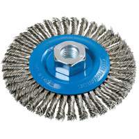 Brosse &agrave; fils nou&eacute;s pour cordons de soudure, Dia. 4-1/2", Fils 0,02", Arbre 5/8"-11, Aluminium/Acier inoxydable PB Rental Co. Ltd.