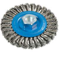 Brosse rotative &agrave; fils nou&eacute;s large, Dia. 4-1/2", Fils 0,02", Arbre 5/8"-11, Aluminium/Acier inoxydable PB Rental Co. Ltd.