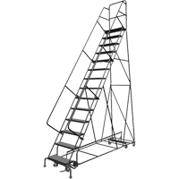 All Directional Rolling Ladder, 14 Steps, 24" Step Width, 140" Platform Height, Steel PB Rental Co. Ltd.