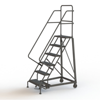 &eacute;chelles roulantes robustes, 6 marches, Largeur de la marche 24", Hauteur de la plateforme 60", Acier PB Rental Co. Ltd.