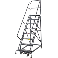 &eacute;chelles roulantes robustes, 8 marches, Largeur de la marche 24", Hauteur de la plateforme 80", Acier PB Rental Co. Ltd.