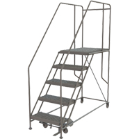 Mobile Work Platform, Steel, 5 Steps, 50" H, 35" D, 24" Step, Serrated PB Rental Co. Ltd.