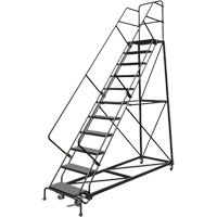 Safety Slope Rolling Ladder, 11 Steps, Perforated, 50° Incline, 110" High PB Rental Co. Ltd.