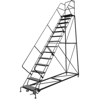 Safety Slope Rolling Ladder, 14 Steps, Perforated, 50° Incline, 140" High PB Rental Co. Ltd.