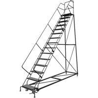 Safety Slope Rolling Ladder, 15 Steps, Perforated, 50° Incline, 150" High PB Rental Co. Ltd.