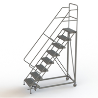 Safety Slope Rolling Ladder, 8 Steps, Serrated, 50° Incline, 80" High PB Rental Co. Ltd.